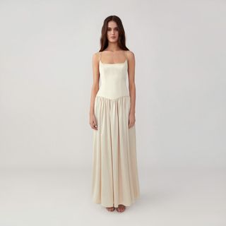 Fame & Partners + Gathered Drop Waist Gown