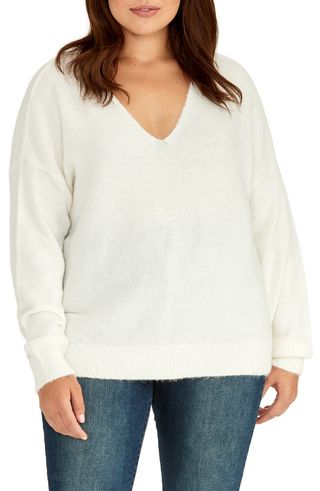 Rachel Rachel Roy + Fuzzy Cotton Blend Sweater