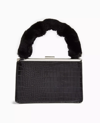 Topshop + Georgia Black Faux Fur Handle Grab Bag