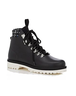 Barneys New York + Rubber 
Tweed Lace-Up Ankle Boots