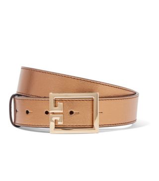 Givenchy + Metallic Textured-Leather Belt