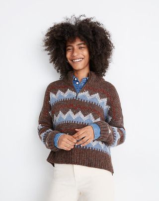 Madewell + Stowe Fair Isle Half-Zip Sweater