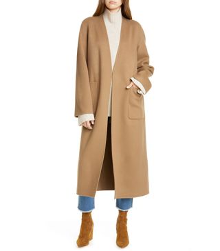 Frame + Bell Double Face Wool & Cashmere Wrap Coat