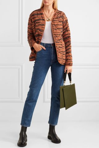 Anine Bing + Elizabeth Quilted Tiger-Print Shell Jacket