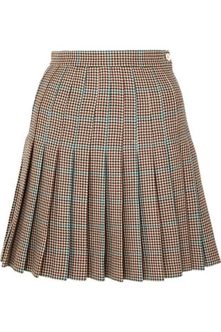 Off-White + Pleated Checked Wool Mini Skirt
