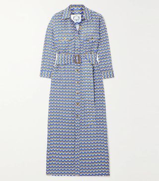 Evi Grintela + Riad Belted Printed Linen Midi Dress