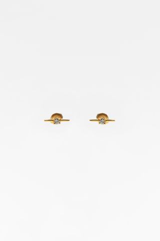 Zara + Rhinestone Earrings Plated 24K Gold