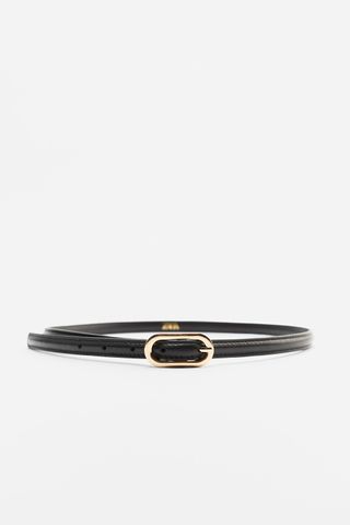 Zara + Leather Belt With Topstitching