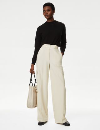 M&S Collection + Cargo Wide Leg Trousers