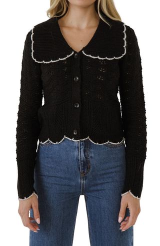 Endless Rose + Scallop Pointelle Cardigan