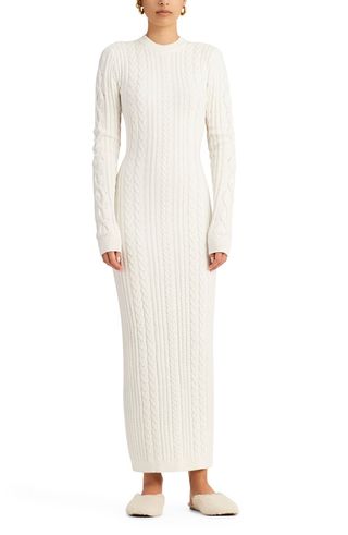 Ronny Kobo + Eire Cable Knit Open Back Maxi Sweater Dress