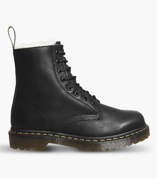 Dr Martens + 1460 Serena 8-Eye Leather and Faux-Shearling Boots