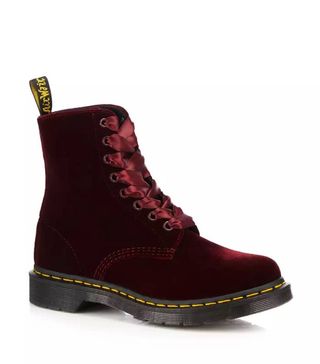 Dr Martens + Dark Red Velvet 1460 Pascal Lace-Up Boots