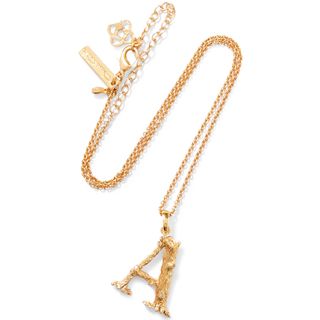 Oscar de la Renta + Letter Gold-Plated Crystal Necklace