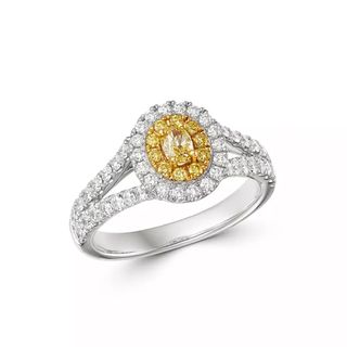 Bloomingdale's + Oval Yellow & White Diamond Ring in 18K Yellow & White Gold