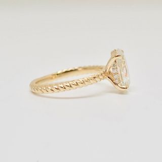 Pavé Jewelers + Oval Hidden Halo Roped Cable Engagement Ring