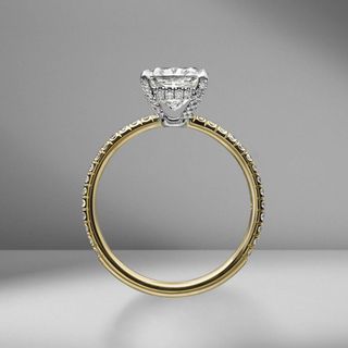 Material Good + Cushion Cut Engagement Ring with Diamond Pavé