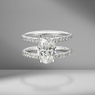 Material Good + Oval Cut Engagement Ring with Double Diamond Pavé