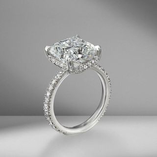 Material Good + Cushion Cut Engagement Ring with Diamond Pavé