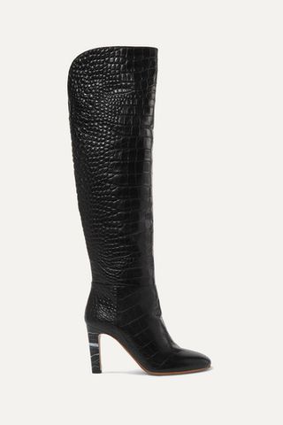 Gabriela Hearst + Linda Croc-Effect Leather Over-the-Knee Boots