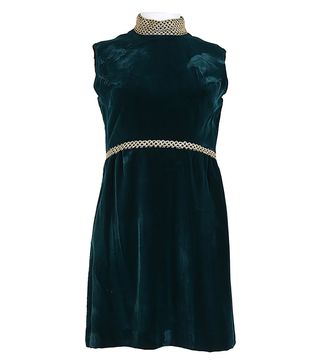 Rokit + Vintage 1960s Dark Green Velvet Sleeveless Mini Dress
