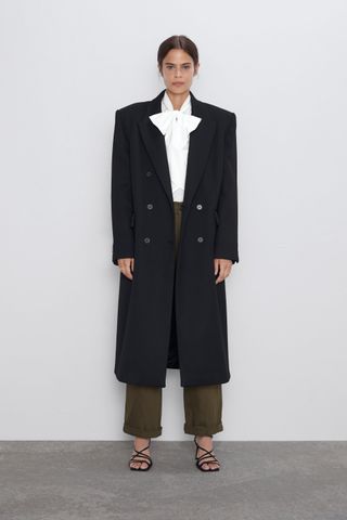 Zara + Buttoned Menswear Coat