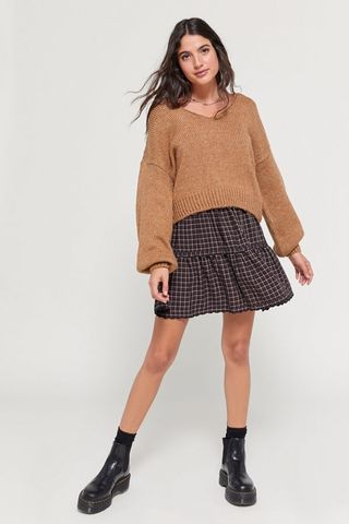UO + Mia Drop Shoulder V-Neck Sweater