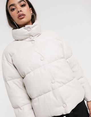 ASOS + Leather Look Puffer Jacket