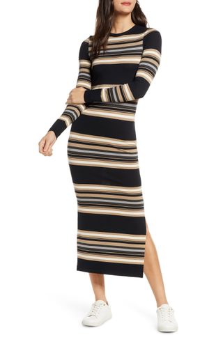 French Connection + Sweet Stripe Long Sleeve Sweater Dress