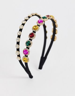 French Fashion House + Dorchester Embellished Rainbow Double Crown Headband