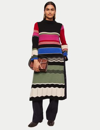 Jigsaw + Collagerie Wool Stripe Dress Multi