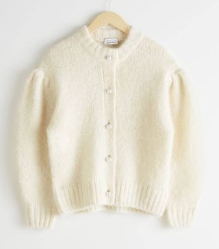& Other Stories + Pearl Button Puff Sleeve Cardigan