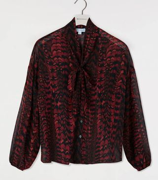 Warehouse + Red Feather Pussy Bow Blouse