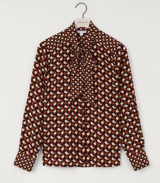 Warehouse + Geo Print Pussy Bow Blouse