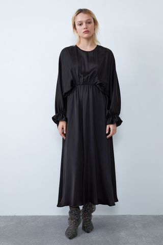 Zara + Voluminous Effect Satin Dress