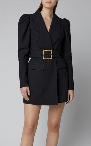 Acler + Alameda Puffed-Shoulder Belted Blazer Dress