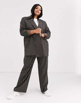 ASOS Design + Oversized Dad Suit Blazer with Pinstripe