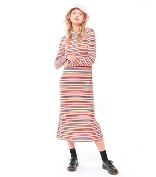 UO + Corinne Striped Knit Midi Dress