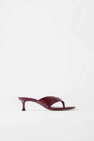 Zara + Gathered Leather High Heel Sandals