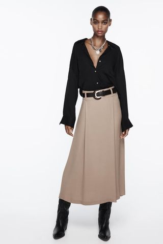 Zara + Belted Cape Skirt