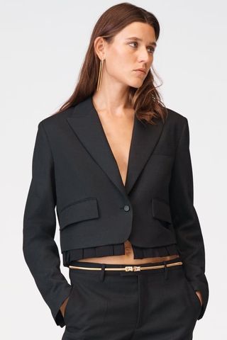 Zara + Cropped Pleat Blazer