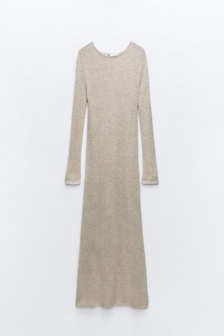 Zara + Metallic Thread Knit Maxi Dress