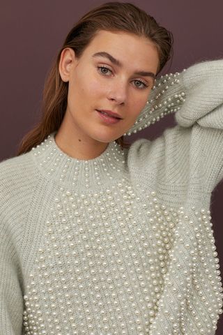 H&M + Beaded Wool-Blend Sweater