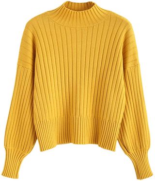 Zaful + Mock Turtleneck Sweater Drop Shoulder Long Sleeve Basic Sweater
