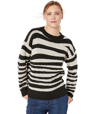 Cable Stitch + Zebra Print Jacquard Sweater
