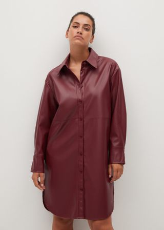 Violeta by Mango + Faux-Leather Dress