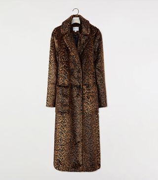 Warehouse + Long Animal Faux Fur Coat
