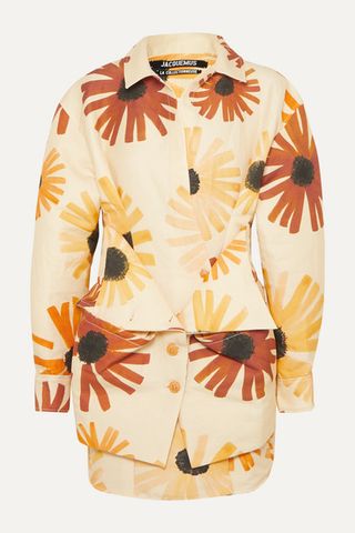 Jacquemus + Murano Floral-Print Cotton and Linen-Blend Mini Dress