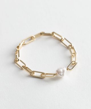 & Other Stories + Pearl Pendant Chain Bracelet