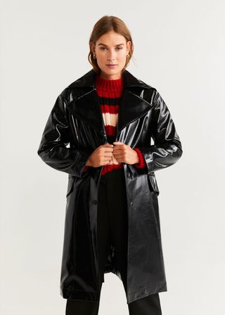 Mango + Buttoned Patent Finish Trench
